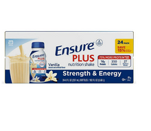 Batido nutricional Ensure Plus, batido sustitutivo de comida pequeño, vainilla 8 fl. oz., 24 unidades.