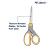 Westcott 8-Inch Titanium Bonded Adjustable Glide Scissors, Grey & Yellow for Office Use