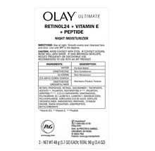 Olay Ultimate Retinol 24 + Vitamina E + Péptido Hidratante de Noche, 1.7 oz., paquete de 2.