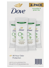 Desodorante en barra Dove 0% aluminio - Pepino y té verde, paquete de 4/2.6 oz.