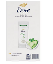 Desodorante en barra Dove 0% aluminio - Pepino y té verde, paquete de 4/2.6 oz.