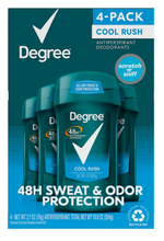 Degree Men Cool Rush 48-Hour Antiperspirant Deodorant Invisible Solid, 4 pk./2.7 oz