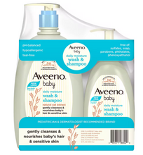 Jabón y champú suave para bebés Aveeno con extracto de avena natural, 33 onzas líquidas/12 onzas líquidas.