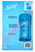 Desodorante antitranspirante Secret Outlast Clear Gel para mujer - Aroma a frescura de ducha, paquete de 4 unidades/74 g