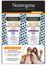 Neutrogena Clear Face Liquid Lotion Sunscreen, paquete de 2