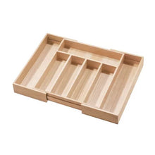Idesign Renewable Paulownia Wood Collection Expandable Flatware and Cutlery Tray, 15" X 12" to 22"