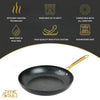 Thyme & Table 12 Inch Fry Pan Non-Stick Black Gold Signature Collection