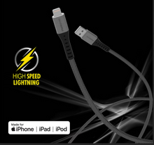 Cable Tzumi PWRSync Lightning a USB-A de 3 m (10 pies) resistente - Negro