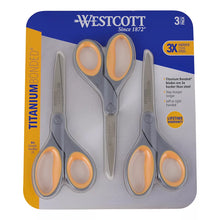 Tijeras Westcott de 8" con revestimiento de titanio, paquete de 3.