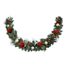 Berkley Jensen 9' Red Magnolia Garland With LED Lights
