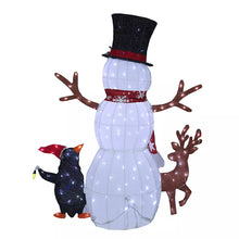 Muñeco de nieve de tela blanca preiluminado de 47,5 pulgadas con amigos de Berkley Jensen