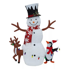 Muñeco de nieve de tela blanca preiluminado de 47,5 pulgadas con amigos de Berkley Jensen