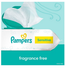Toallitas húmedas para bebé Pampers Sensitive sin fragancia con tapa abatible, paquete de 16/896 unidades.