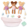 LullaBaby Bath Dolls & Bathtub Set of 3 Plush Bath Dolls with Bathtub & Accessories
