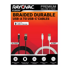 Cables Rayovac USB-A a USB-C, paquete de 2.