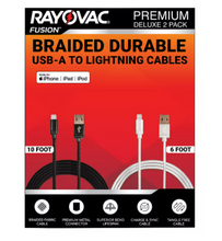 Cables Rayovac USB-A a Lightning, paquete de 2.