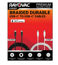Cables USB-C Rayovac, paquete de 2.