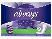 Protectores diarios Always Xtra Protection, 200 unidades.
