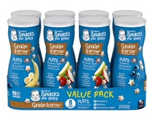 Gerber Baby Snacks para bebés, paquete variado de bocaditos inflados, 8 unidades/1.48 oz.