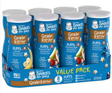 Gerber Baby Snacks para bebés, paquete variado de bocaditos inflados, 8 unidades/1.48 oz.