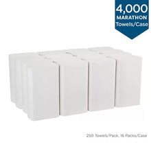 Marathon Multifold 1-Ply Paper Towels, White, 9.2" X 9.4" (250 Towels/Pk., 16 Pks.) - Brands For Less USA
