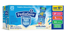PediaSure Grow & Gain Batido nutricional infantil sabor vainilla, botellas listas para beber, paquete de 24/8 onzas líquidas.