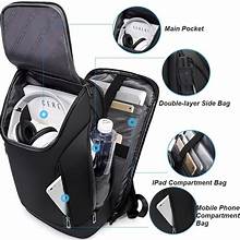 Mochila antirrobo para portátil, impermeable, 15,6 pulgadas, puerto de carga USB, multicompartimento para viajes y oficina (negra)