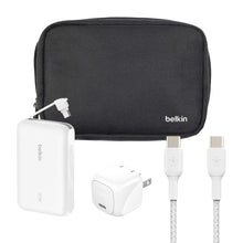 Belkin Travel Bundle – 10K Power Bank with Integrated USB-C Cable, 30W USB-C Wall Charger, USB-C/C Cable & Travel Pouch