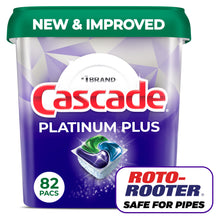 Cápsulas de detergente para lavavajillas Cascade Platinum Plus ActionPacs, aroma fresco, 82 unidades.
