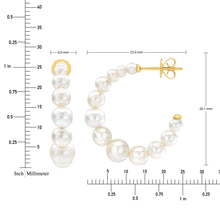 Pendientes de aro de oro amarillo de 14 quilates con perlas cultivadas de agua dulce de 2,5 a 6 mm de tamaño graduado.