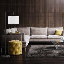 Globe Electric Barden Floor Lamp in Matte Black with Linen Shade and LED