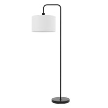 Globe Electric Barden Floor Lamp in Matte Black with Linen Shade and LED