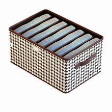 Organizador de armario plegable con estampado de pata de gallo, 9 compartimentos, tapa transparente, para pantalones, camisas, ropa interior, blanco y negro, paquete de 4 (9)