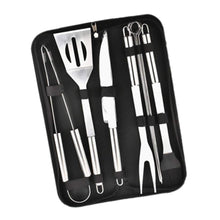 Juego de utensilios para barbacoa de acero inoxidable - Kit de 9 piezas con espátula, tenedor, cuchillo, cepillo, pinzas y bolsa de transporte - Utensilios para barbacoa al aire libre
