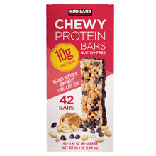 Barra de proteína masticable Kirkland Signature, mantequilla de maní y chispas de chocolate semidulce, 1.41 oz, 42 unidades