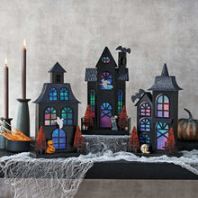 Member's Mark Pre-Lit Metal Halloween Houses, Set of 3