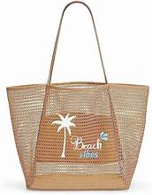 Bolso de playa de malla, extragrande, con bolsillo interior impermeable, ideal para la playa, la piscina, viajes y la familia, color marrón.