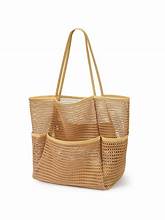 Bolso de playa de malla, extragrande, con bolsillo interior impermeable, ideal para la playa, la piscina, viajes y la familia, color marrón.