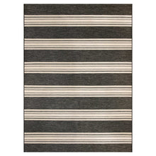 Mineral Springs Outdoor Area Rug Huntington Stripe, Black & Ivory