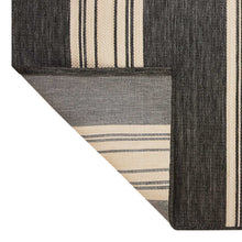 Mineral Springs Outdoor Area Rug Huntington Stripe, Black & Ivory