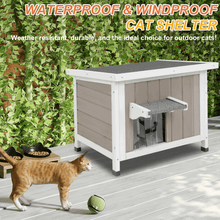 PETSCOSSET Outdoor Cat House, Weatherproof Solid Wood Cat Shelter with Openable Roof for Small Animals