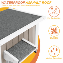 PETSCOSSET Outdoor Cat House, Weatherproof Solid Wood Cat Shelter with Openable Roof for Small Animals