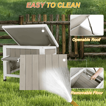 PETSCOSSET Outdoor Cat House, Weatherproof Solid Wood Cat Shelter with Openable Roof for Small Animals