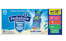 Batido nutricional PediaSure Grow and Gain para niños, vainilla 8 onzas líquidas, paquete de 24.