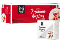 Servilletas Member's Mark Premium blancas de 2 capas, 13" x 12.7", 110 unidades por paquete, paquete de 6
