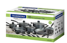 Juego de utensilios de cocina antiadherentes Tramontina Primaware de 18 piezas, color gris acero