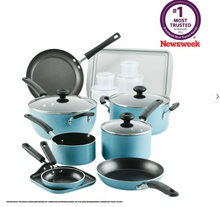 Farberware Easy Clean 20 Piece Aluminum Nonstick Pots and Pans Set, Aqua