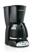 Hamilton Beach 12 Cup Programmable Coffee Maker, Glass Carafe, Black and Silver, 49465R