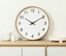 Better Homes & Garden Round Indoor 20" Modern Mid-Tone Wood Finish Plastic Frame Analog Wall Clock