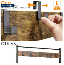 Alden Design 73" Metal Hall Tree with Shoe Storage Bench, Rustic Brown